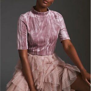 PILCRO ANTHROPOLOGIE Velveteen Mock Neck Top